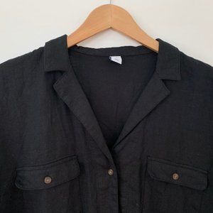 Old Navy Black Linen Button Down